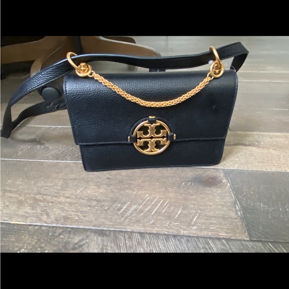 NWOT Tory Burch Small Miller Black/gold leather shoulder bag - Picture 2 of 9